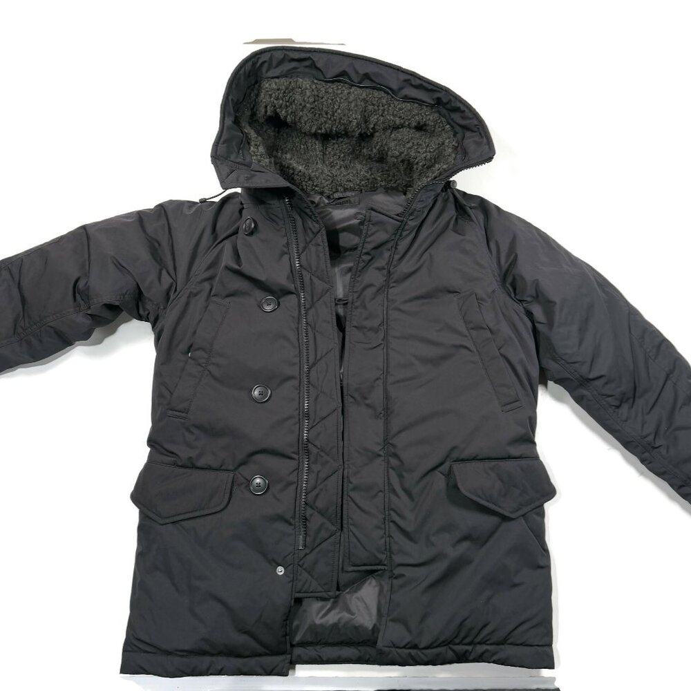 Uniqlo Down Jacket‎ Black Womens Sz 4 Fleece Lined Hood Winter Coat Parka
